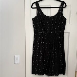 T Tahari Black Sleeveless Cotton Dress